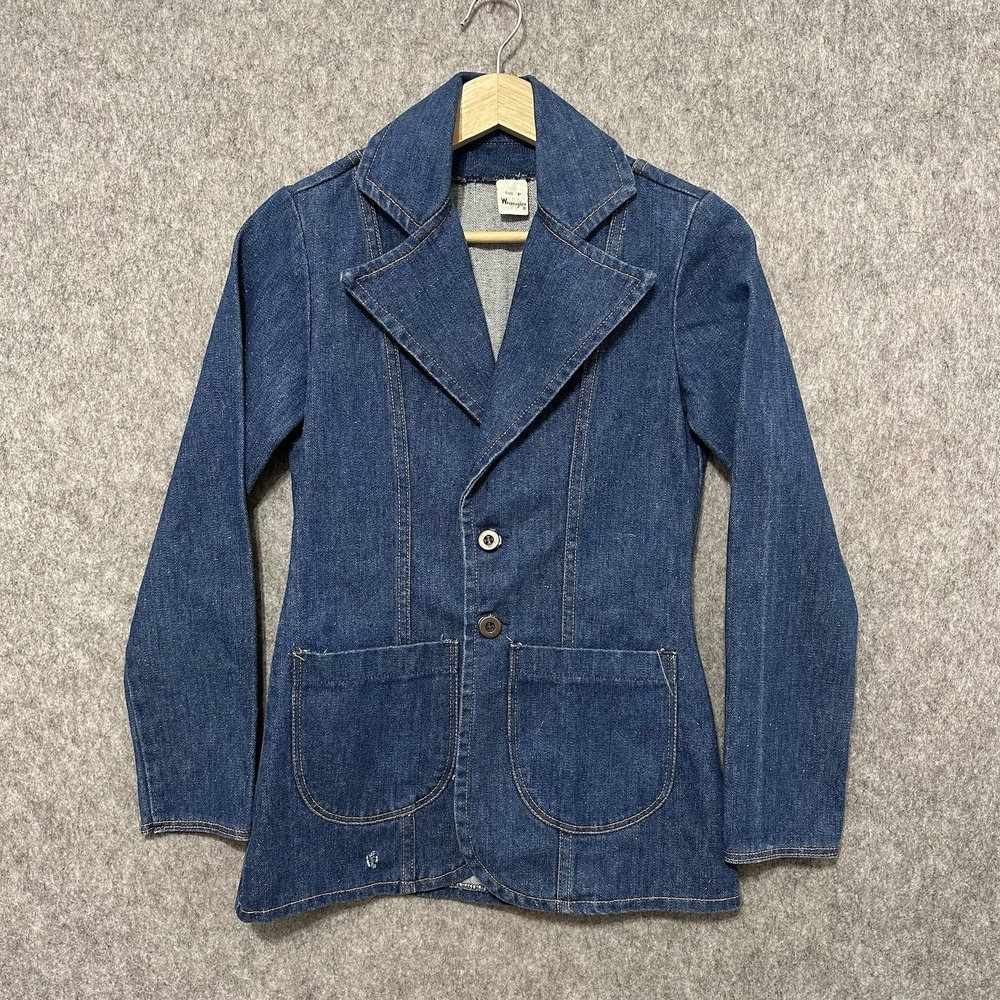 Vintage‎ 1970s Wrangler Denim Blazer Jacket Women's P Made in USA